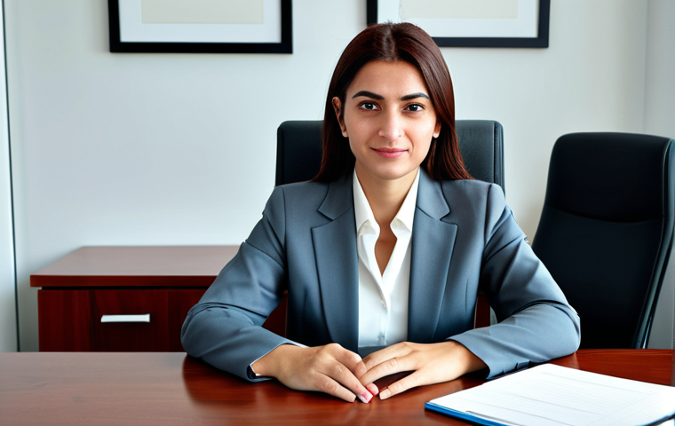 ** A professional businesswoman in a modest business suit, sitting at a desk in a modern Istanbul office, fully clothed, appropriate attire, safe for work, perfect anatomy, natural proportions, professional photography, high quality.

**