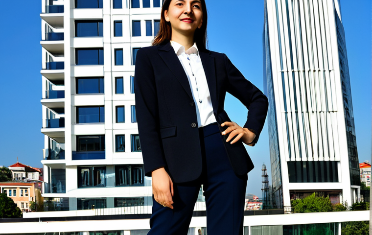 **

A successful Turkish architect, fully clothed in a modern business casual outfit (think stylish blazer, modest blouse, and tailored trousers), standing confidently in front of a newly completed, sustainable building in Istanbul, Turkey. The background features a clear blue sky and the cityscape. Perfect anatomy, correct proportions, natural pose, well-formed hands, proper finger count, professional photography, high quality, safe for work, appropriate content, fully clothed, professional.

**