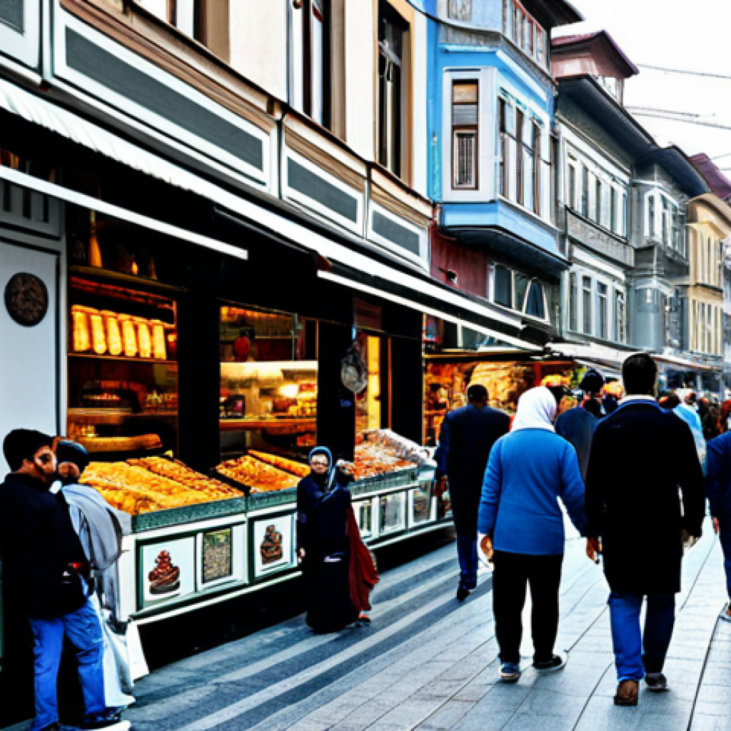 Istanbul Street Scene**
"A bustling street scene in Istanbul, Turkey, featuring locals in diverse and modest clothing, exploring shops and enjoying street food. The background showcases historical architecture and modern buildings. Safe for work, appropriate content, fully clothed, professional photography, natural proportions, family-friendly."
**