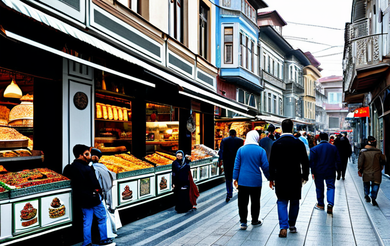 Istanbul Street Scene**

"A bustling street scene in Istanbul, Turkey, featuring locals in diverse and modest clothing, exploring shops and enjoying street food. The background showcases historical architecture and modern buildings. Safe for work, appropriate content, fully clothed, professional photography, natural proportions, family-friendly."

**