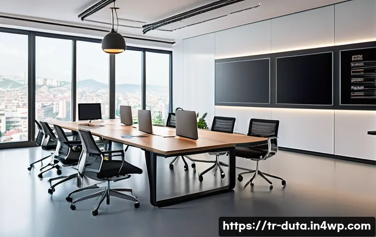 데이터 수집 도구 비교 분석 - A modern Turkish office setting with professionals collaborating around a sleek conference table, us...
