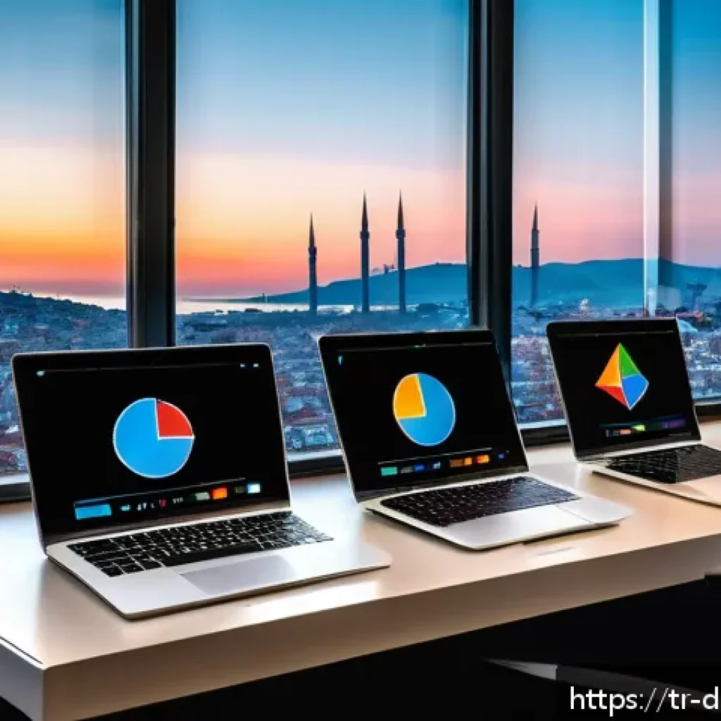 데이터 수집 후 결과 분석 및 피드백 - A modern Turkish small business office setting with a diverse team of professionals analyzing data o...