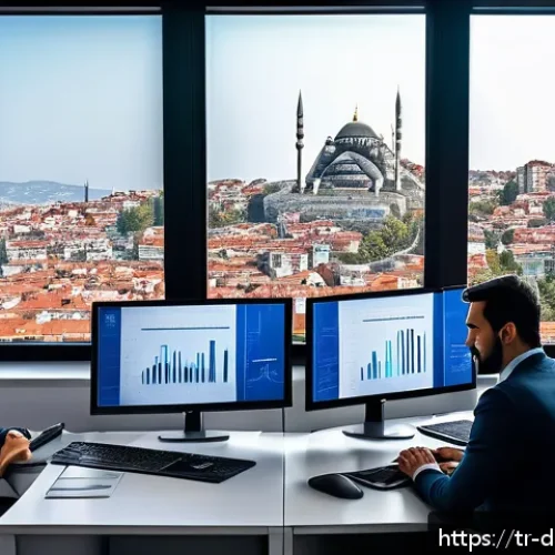 Home 17 효과적인 데이터 수집을 위한 전략적 접근 - A modern Turkish office setting where a diverse team of professionals is collaboratively analyzing d...